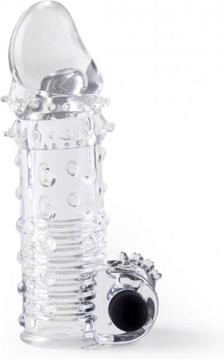 Goedkoopste Virgite S11 Realistische Penis Sleeve met Vibratie 15 cm- transparant