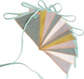 Vlaggenlijn Pastel | 4 meter | stoffen vlaggetjes | duurzaam & handgemaakt | roze blauw groen paars wit