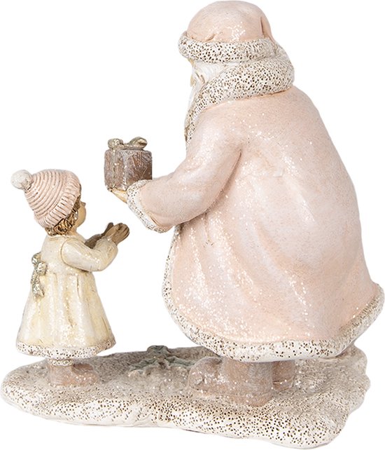 Clayre & Eef Figurine Père Noël 11x8x15 cm Rose Polyrésine