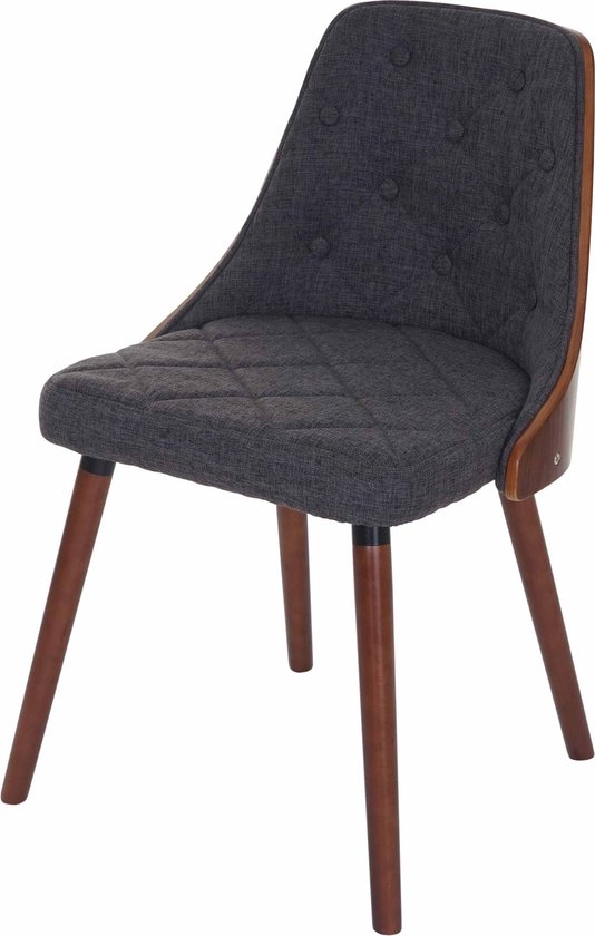 Set van 2 eetkamerstoelen MCW-A75, bezoekersstoel keukenstoel, walnoot-look gebogen hout ~ textiel grijs