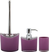 MSV Porte-brosse WC/distributeur de savon/gobelet - ensemble de salle de bain Aveiro - plastique - violet
