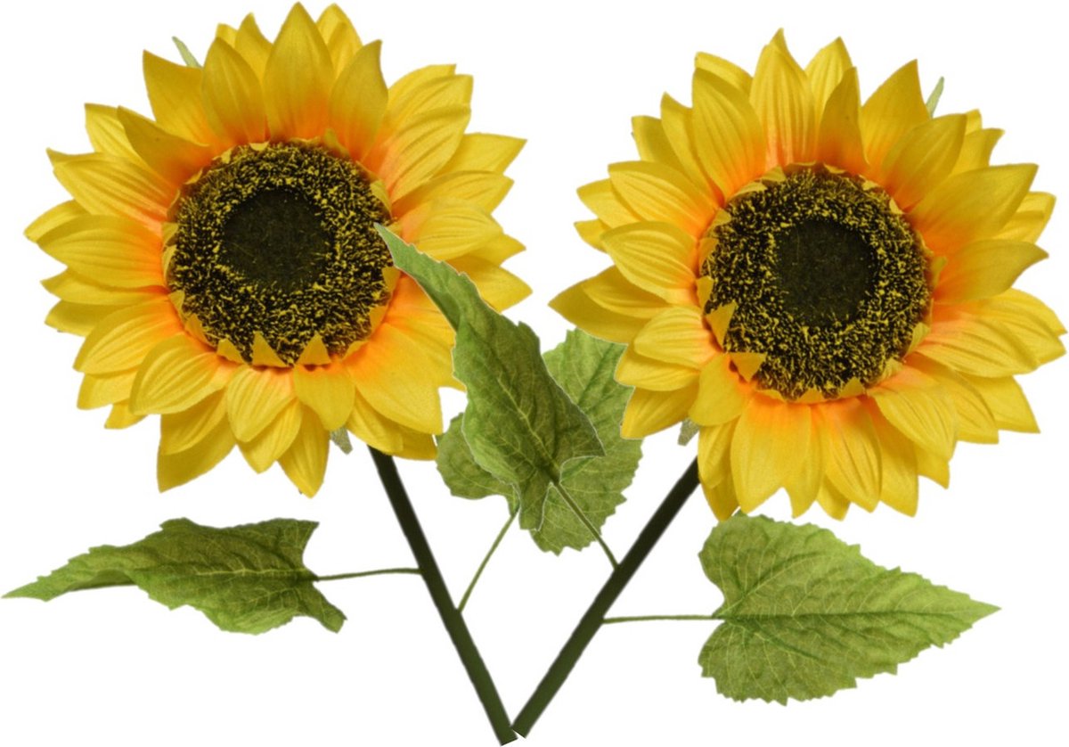 Bellatio Flowers & Plants 3x stuks gele zonnebloemen kunstbloemen 76 cm - Helianthus - Kunstbloemen/kunsttakken - bloemen/planten Geel