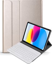 Hoes Geschikt voor iPad 2022 Hoes Toetsenbord Hoesje Keyboard Case Cover - Hoesje Geschikt voor iPad 10 Hoes Toetsenbord Case - Goud