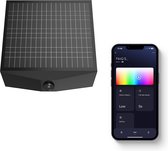 FlinQ Orion - Applique Solar Smart - Éclairage Solar de Jardin - Énergie Solaire - Lumière Wit et Colorée - Détecteur de Mouvement - Assistant Alexa & Google - Zwart