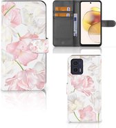 GSM Hoesje Motorola Moto G73 Wallet Book Case Cadeau voor Mama Lovely Flowers
