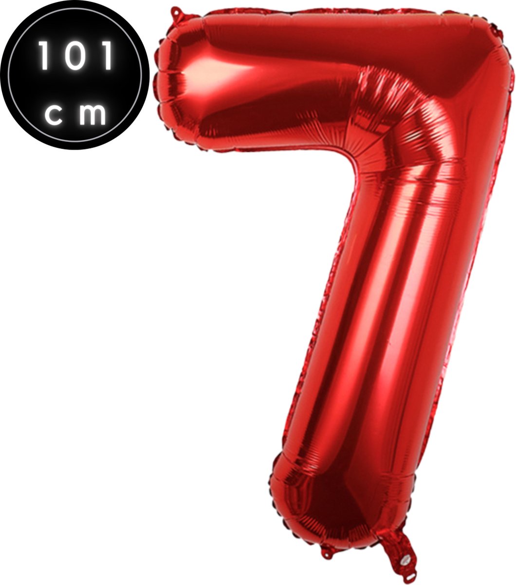 Fienosa Number Ballons numéro 7 - Rouge - 101 cm - XL Groot - Ballon à  l'hélium 