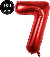 Fienosa Cijfer Ballonnen nummer 7 - Rood - 101 cm - XL Groot - Helium Ballon - Verjaardag Ballon