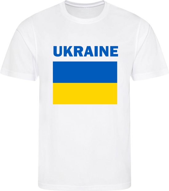 Oekraïne - Ukraine - Україна - T-shirt Wit - Voetbalshirt - Maat: 158/164 (XL) - 12 - 13 jaar - Landen shirts