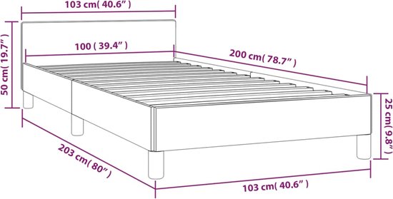 vidaXL - Bedframe - met - hoofdbord - kunstleer - crèmekleurig - 100x200 - cm