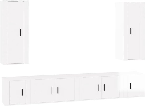 vidaXL-6-delige-Tv-meubelset-bewerkt-hout-hoogglans-wit