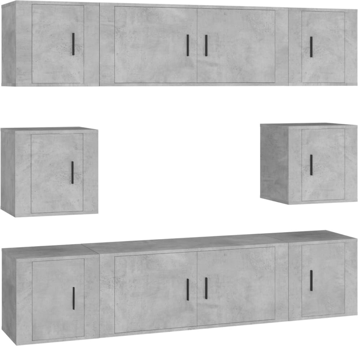 vidaXL - 8-delige - Tv-meubelset - bewerkt - hout - betongrijs