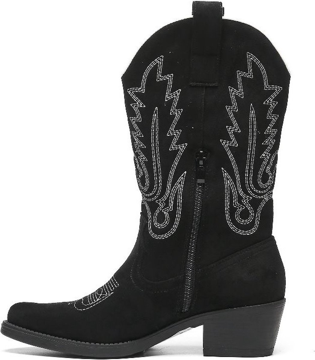 Smile Favorites® Dames Cowboylaarzen - Zwart - Suedine - Maat 38