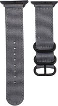 Nylon bandje - geschikt voor Apple Watch Series 1/2/3/4/5/6/7/8/Ultra/Ultra 2/SE met case size 42 mm / 44 mm / 45 mm / 49 mm - grijs