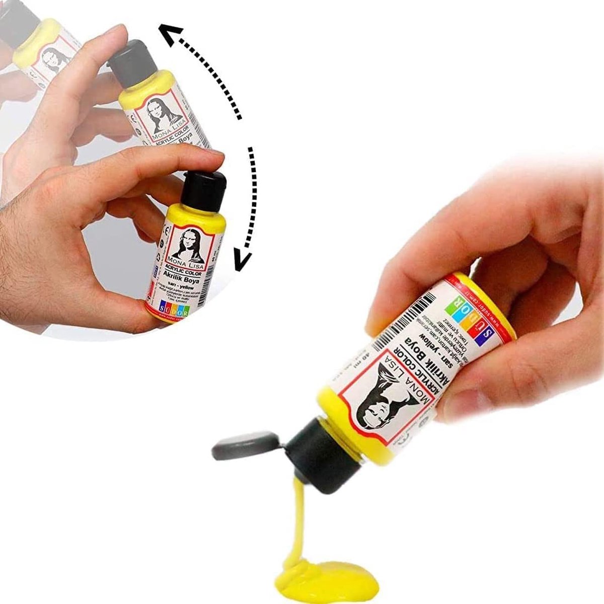 Südor Monalisa acrylverfset met penseel, 10 x 40 ml acrylset, voor kinderen en volwassenen om te schilderen op hout, steen en canvas, 10 kleuren + penseel — afbeelding 2