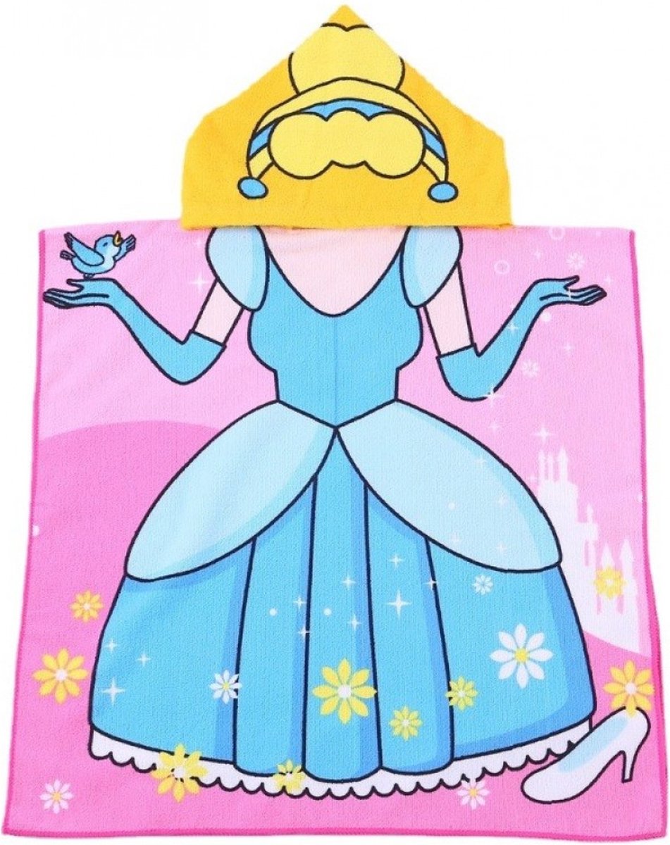 Strandlaken Prinses – Roze/Geel - Badponcho - Badcape - Kinderdoek - Omslagdoek kinderen - Handdoek - Beach cape