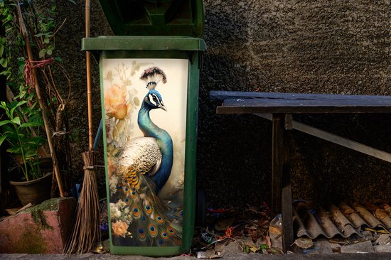 Autocollant contenant Paon - Plumes de paon - Fleurs - Vogels - Botanique - 44x98 cm - Autocollant Kliko