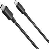 Nylon USB C naar 8 Pin Kabel - Geschikt voor iPhone Lightning naar USB C Oplaadkabel - 2 Meter - Zwart