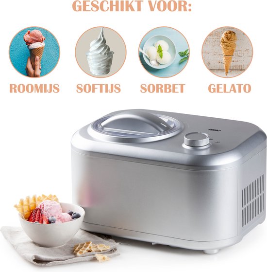 Fritel IM 1252 - Gelatiera Da 2 Litri Con Timer Digitale, Apertura Per Aggiungere Ingredienti, Perfetta Per Gelato E Sorbetto