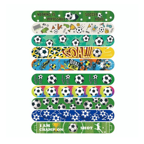 10 stuks - Klaparmband Voetbal / Football | 22 x 3 cm | Kinder Traktatie | Fashion Favorite