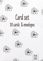 Pepa Lani card binder 10 cards - incl. envelopes - Flower all over white & Flower all over black