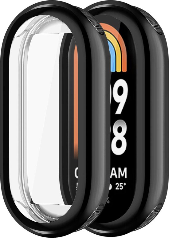 Strap-it TPU case - zwart bescherm hoesje geschikt voor Xiaomi Smart Band 8 - zwarte beschermhoes voor Smart Band / Mi Band 8