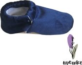 Lavendel Baby Slofjes - Huisslippers - Antislip Zool - Kleurrijk Bedrukt - Zacht Katoenen - Comfortabel - Oekotex Gecertificeerd - Veilig voor Kinderen en Baby's / Marineblauw Fluweel / Maat: 23