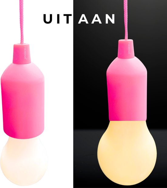 Treklamp Roze - Handige Hanglamp - Camping lamp - Kerstcadeau - LED - Roze - Fienosa Hanglamp Batterij - Nachtlamp Kinderen - Campinglampen - Tentlamp - Kampeerlamp - NIET INBEGREPEN aaa batterijen- Warm wit licht -Tuinverlichting - Feestverlichting — afbeelding 4