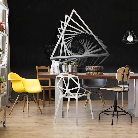 Papier peint Objet 3D noir et blanc | V4 - 254 cm x 184 cm | Polaire 130gr / m2