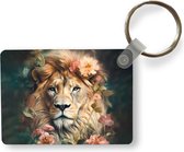 Sleutelhanger - Leeuw - Leeuwenkop - Wilde dieren - Bloemen - Uitdeelcadeautjes - Plastic