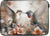 Laptophoes 13 inch - Kolibrie - Vogels - Bloemen - Natuur - Laptop sleeve - Binnenmaat 32x22,5 cm - Zwarte achterkant