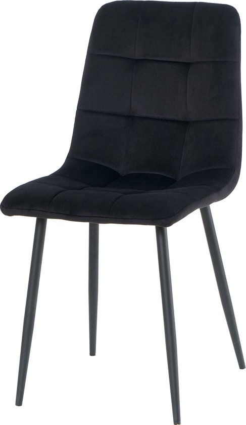 Nuvolix velvet eetkamerstoel - Milaan - eetkamerstoel - velvet stoel - zwart