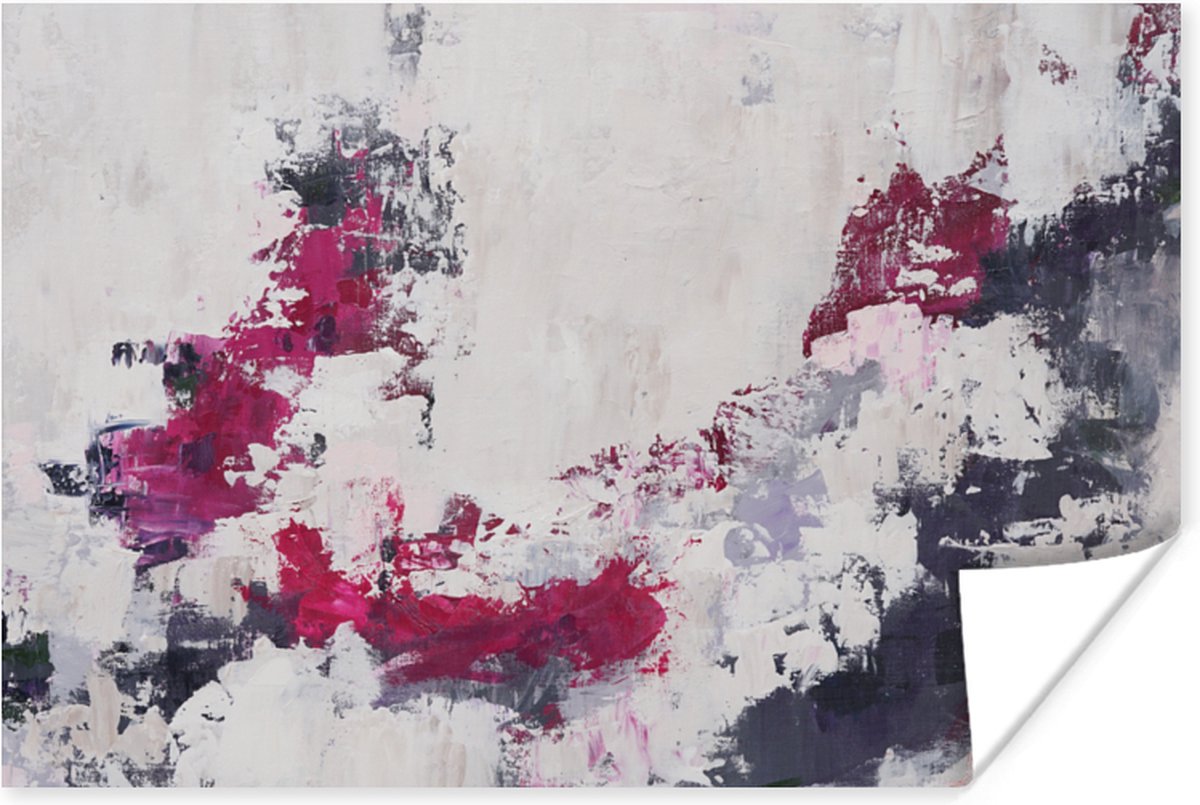 Poster Verf - Roze - Grijs - Kunst - 30x20 cm