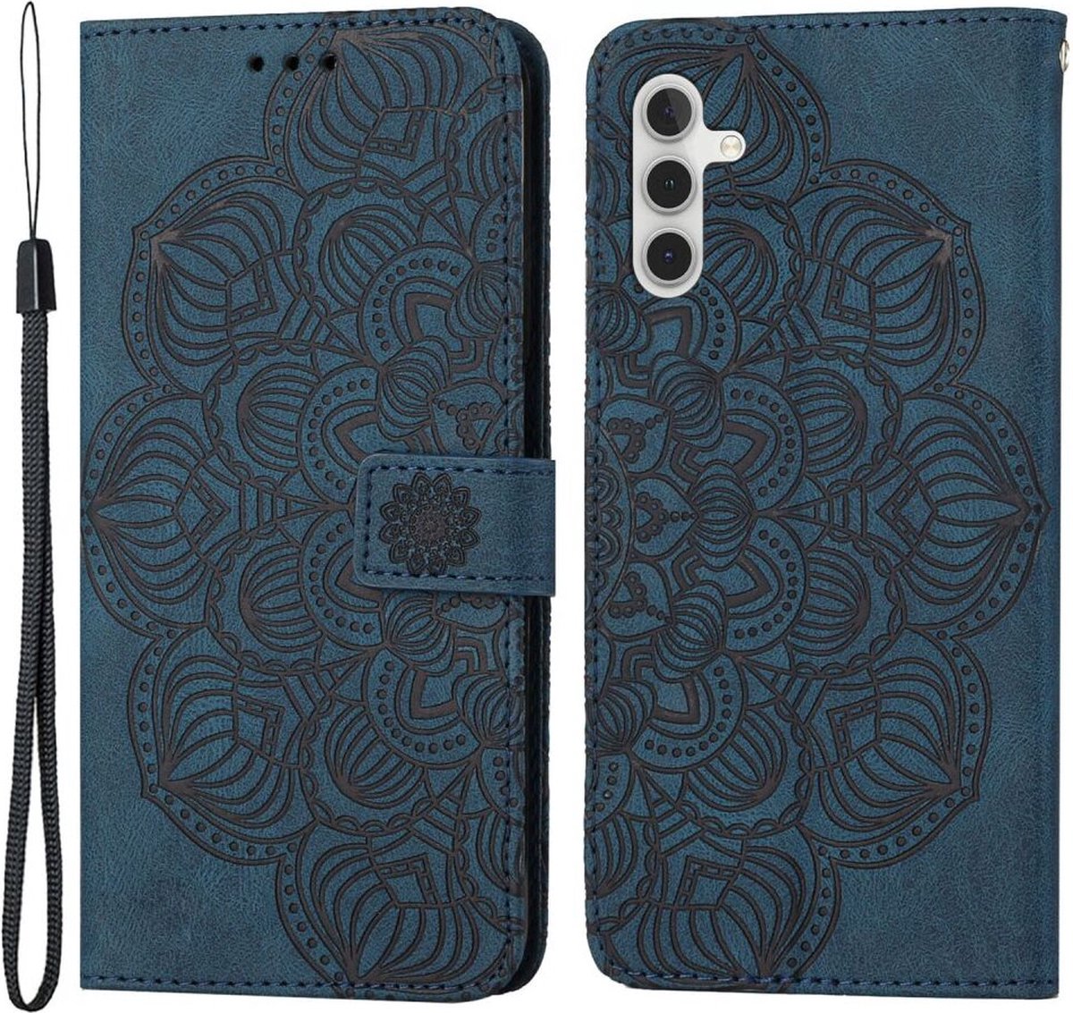 Hoesje Mandala Book Case met Pasjeshouder Blauw Geschikt voor Samsung Galaxy A34