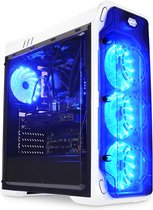 LC-POWER® Blue Typhoon MIDI Tower ATX PC Case - Computer Behuizing - 4 case fans - Game PC - Gehard Glas - Wit