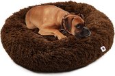 Pet Perfect Donut Hondenmand - 80cm - Fluffy Hondenkussen - Hondenbed - Koffie Bruin