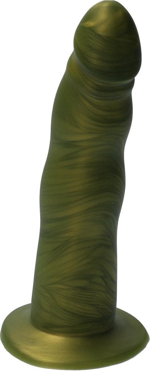 Goedkoopste Ylva & Dite - Anteros - Realistische Siliconen dildo met zuignap - Voor mannen, vrouwen of samen - Handgemaakt in Holland - Olijfgeel Metallic
