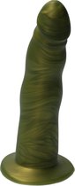 Ylva & Dite - Anteros - Realistische Siliconen dildo met zuignap - Voor mannen, vrouwen of samen - Handgemaakt in Holland - Olijfgeel Metallic