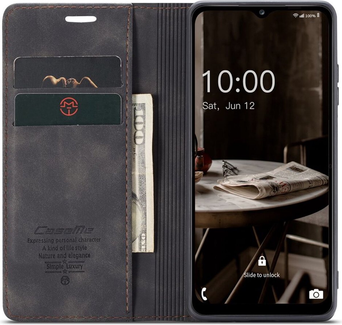 CaseMe 013 Book Case met Pasjeshouder Geschikt voor Samsung Galaxy A34 Hoesje Zwart