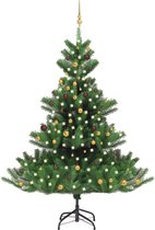 vidaXL - Kunstkerstboom - Nordmann - met - LED's - en - kerstballen - 240 - cm - groen