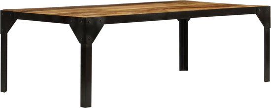 vidaXL Table basse 110 cm bois de manguier brut massif et acier