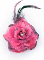 Bloemen op speld/elastiek hot pink