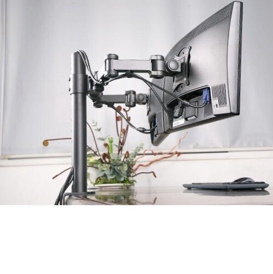 BONTEC Dubbele Monitorstandaard voor 13-27 inch Scherm, Monitor Arm 2 Schermen in hoogte Verstelbaar 430mm Kantelbaar ±90 ° Draaibaar 180 ° Draai 360 °, Tot 10 kg per Arm, VESA 75/100, Zwart