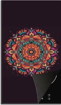 KitchenYeah® Inductie beschermer 30x52 cm - Mandala - Bloemen - Hippie - Boho - Oranje - Kookplaataccessoires - Afdekplaat voor kookplaat - Inductiebeschermer - Inductiemat - Inductieplaat mat