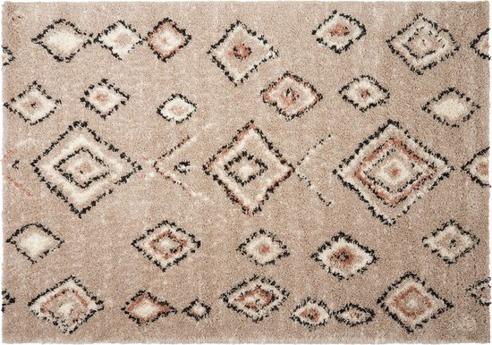 Berber Vloerkleed Hoogpolig Grijs/Beige - Ikat - Interieur05 - Polypropyleen - 120 x 170 cm - (S)