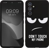 kwmobile telefoonhoesje geschikt voor Samsung Galaxy A54 5G - Hoesje voor smartphone in wit / zwart - Backcover van TPU - Don't Touch My Phone design