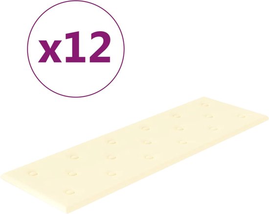 vidaXL-Wandpanelen-12-st-3,24-m²-90x30-cm-kunstleer-crèmekleurig