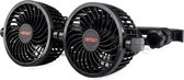 AMiO Dubbele Autoventilator voor Hoofdsteun met USBoplader Zwart (5x10 cm) 12V