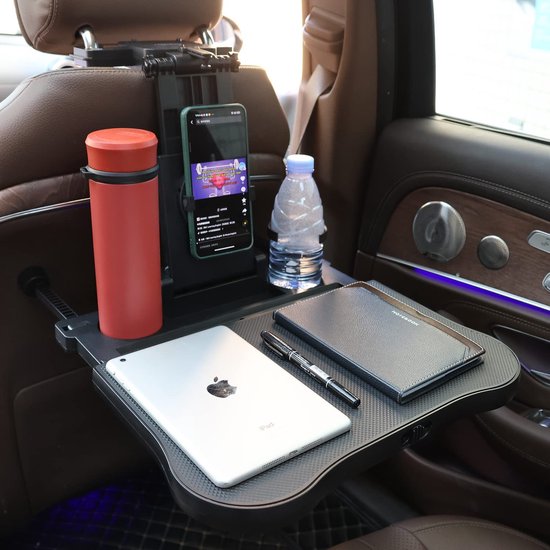 Table Multifonction Siège Arrière Voiture – Bureau Pliable 20 Kg Avec Porte-Gobelet, Support Téléphone Et Tablette