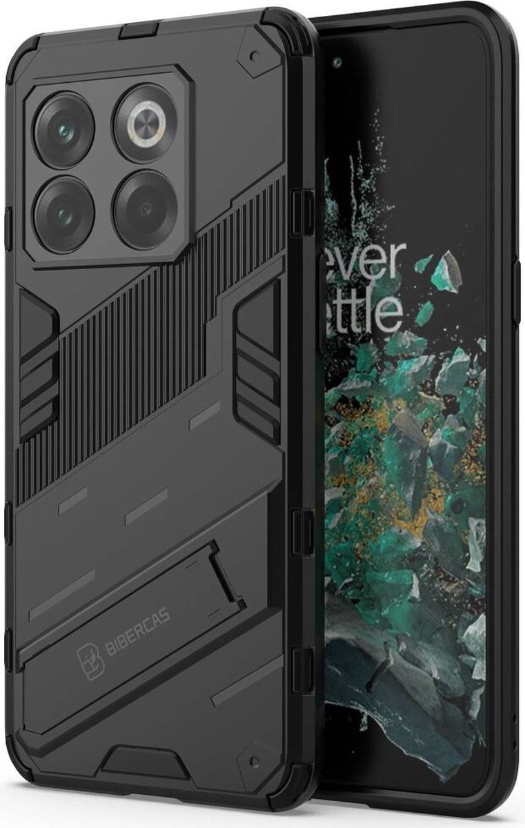 OnePlus 10T Hoesje Shockproof Kickstand Back Cover Zwart