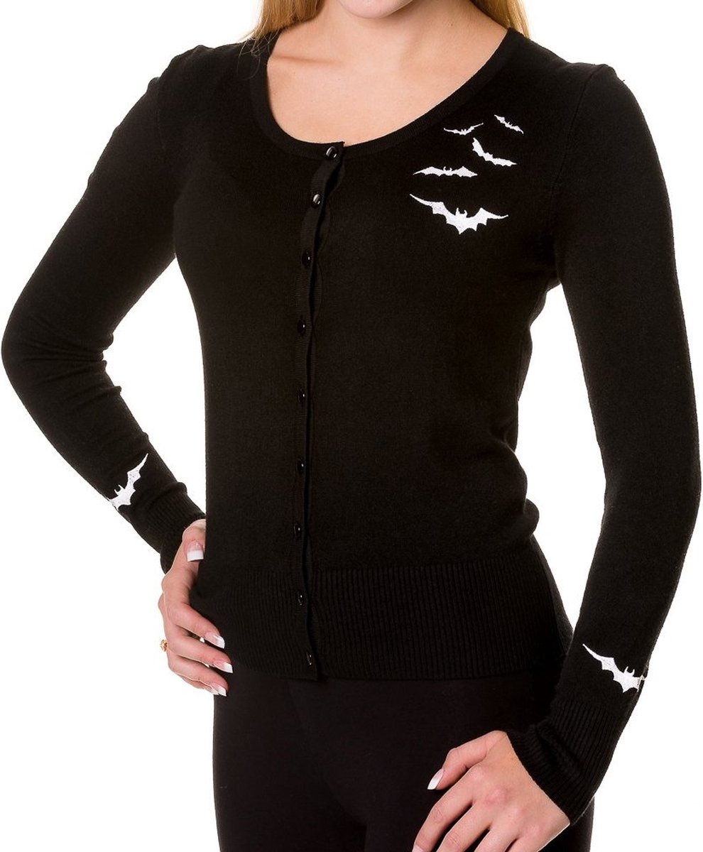 Banned - Bat Cardigan - Vleermuizen - L - Zwart